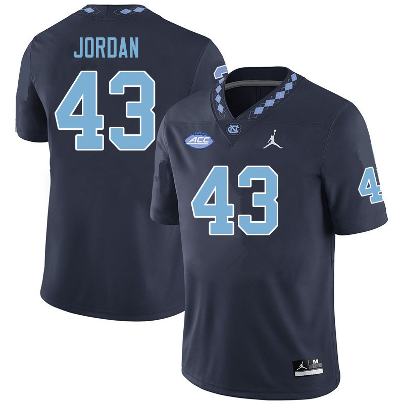 Men #43 Garrett Jordan North Carolina Tar Heels College Football Jerseys Sale-Navy